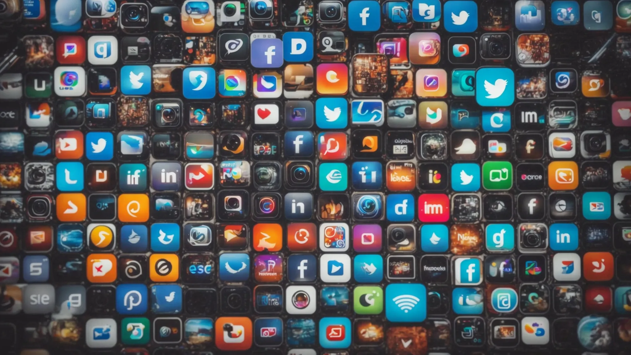 a collage of diverse social media app icons on a digital screen, symbolizing various platforms for video distribution.