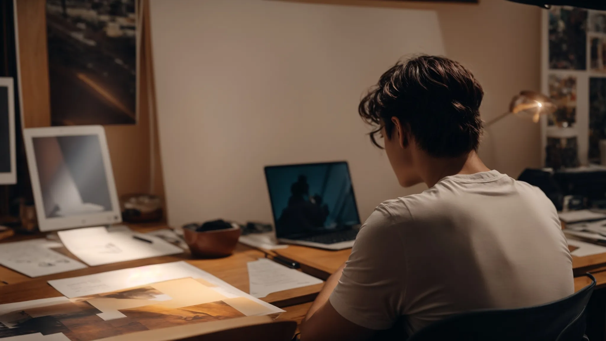 a creator sits before a vibrant storyboard, sketching out dynamic scenes under a spotlight of inspiration.