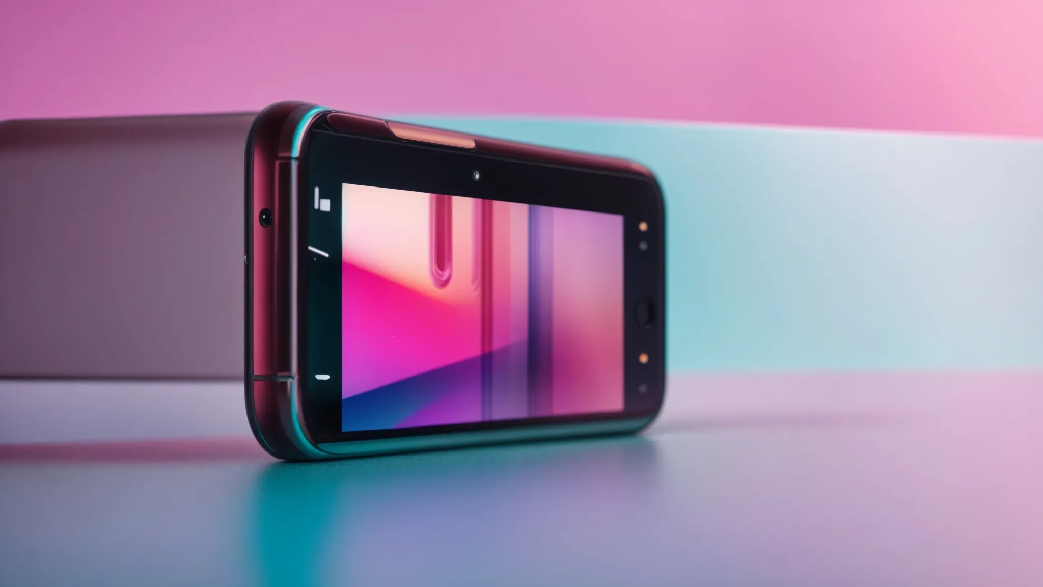 a smartphone screen displaying a vibrant tiktok video in vertical format on a clean, minimalistic background.