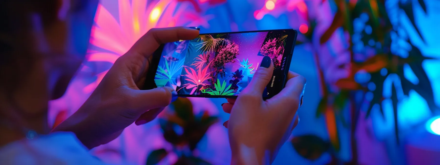 a person adding vibrant colors to a video on a smartphone screen.