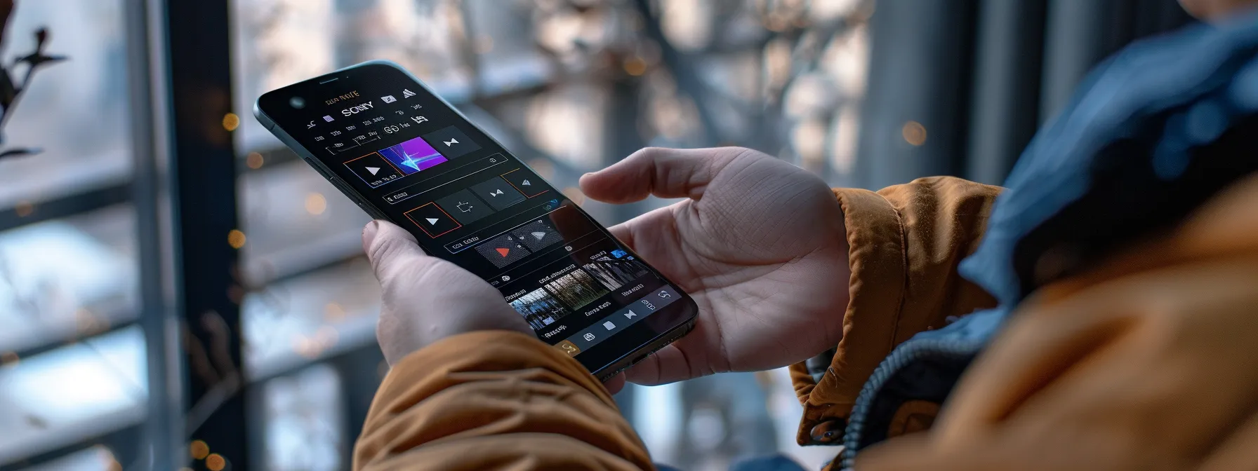a person adjusting settings on a video editing app on their phone.